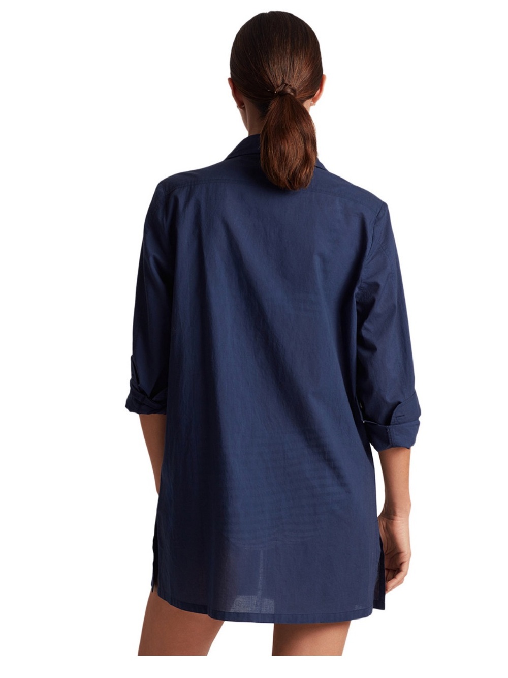 Lauren Ralph Lauren Logo Embroidered Shirt Swim Cover-Up in Navy Size XS - Picture 2 of 8